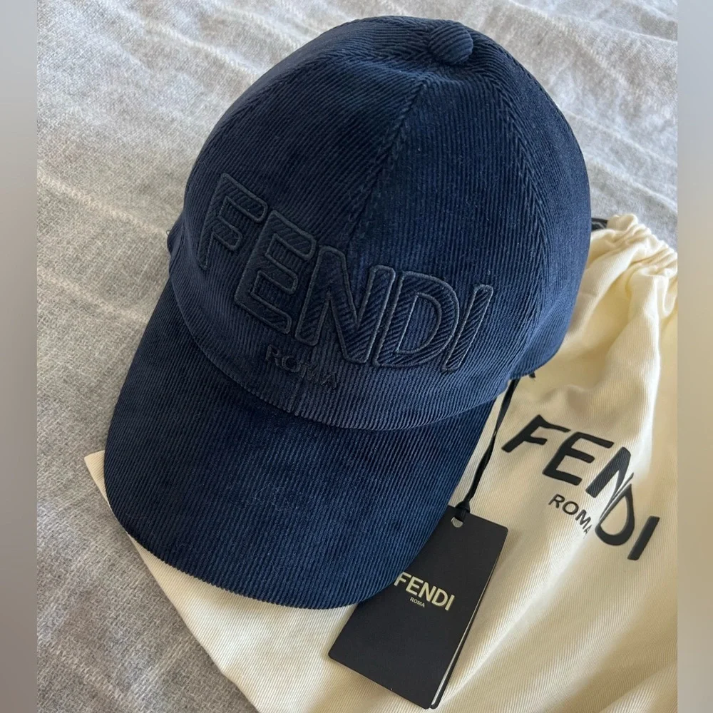 Fendi Navy Corduroy Hat